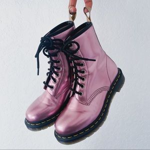 Vegan 1460 Goldmix Pink Combat Lace Up Boots